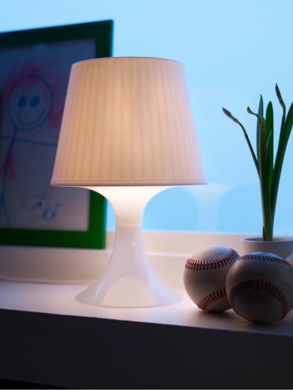White Modern Table Lamp with Pleated Shade